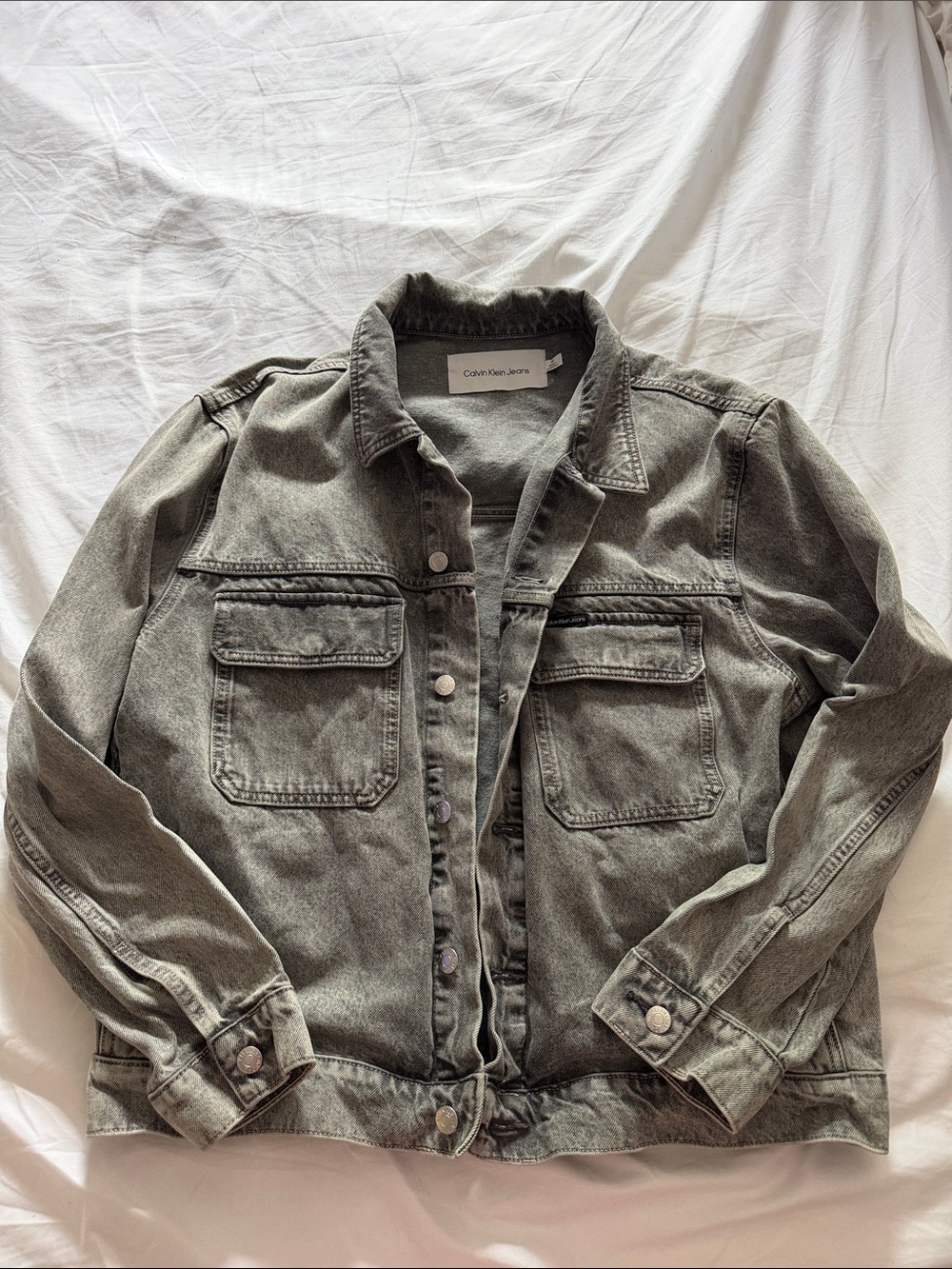Calvin Klein Jeans Faded Green-Grey Denim Jacket